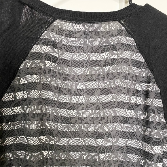ELLE waterfall cardigan black white faux lace size small - Picture 6 of 10